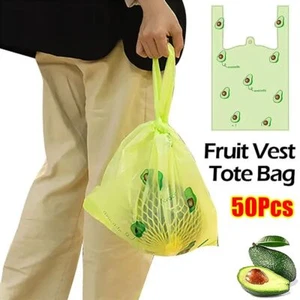 50Pcs With Handle Plastic Tote Bag Retail Supermarket Grocery Shopping - Picture 1 of 21