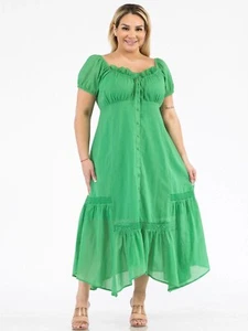 Womens Plus Size Green Off Shoulder Maxi Dress 3XL Smocked Fit & Flare - Picture 1 of 2