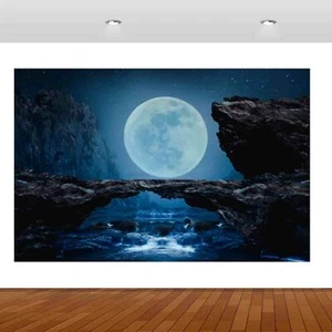Nature Waterfall Fantasy Moon Lake Night 3D Decal Wall Sticker Poster Vinyl S201 - Picture 1 of 1