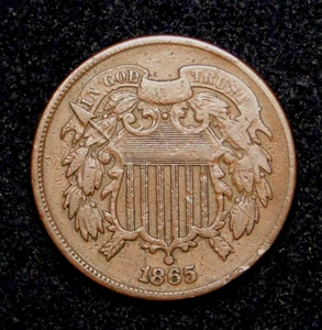 1865 TWO CENT PIECE OLD U.S. TYPE COIN - Picture 1 of 2
