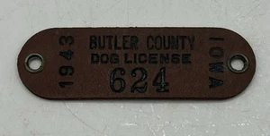 Old K9 Collectible Vintage 1943 Butler County Iowa WWII Dog License Tax Tag - Picture 1 of 3