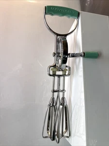 Vintage Maynard Handmixer Kurbel Eierschläger Türkis Griffe - Bild 1 von 12