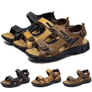 Mens Sandals Leather Walking Hiking Trekking Sports Beach Shoes Sandals Gifts. - Picture 1 of 22