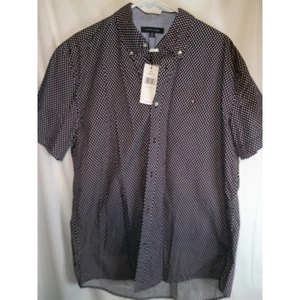 Tommy Hilfiger Button Down Shirt Dobby Print Short Sleeve XL $70 NWT - Picture 1 of 3