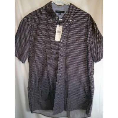 Tommy Hilfiger Button Down Shirt Dobby Print Short Sleeve XL $70 NWT - Image 1 of 3