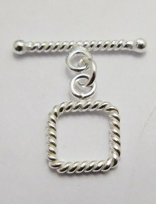 3 SET 16X29MM SOLID COPPER BALI TOGGLE CLASP STERLING SILVER PLATED 586 ATL-178 - Image 1 of 3