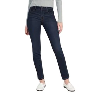 Jeans denim Old Navy Mid Rise Power slim dritto lavaggio scuro taglia 8 - Foto 1 di 9