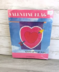 Bandera de jardín de colección pancarta día de San Valentín serpentinas corazones doble cara 28" X 40" - Imagen 1 de 3
