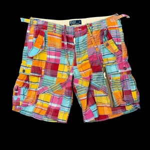 Polo Ralph Lauren Cargo Shorts Herren 34* Patchwork Madras kariert distressed adrett - Bild 1 von 9