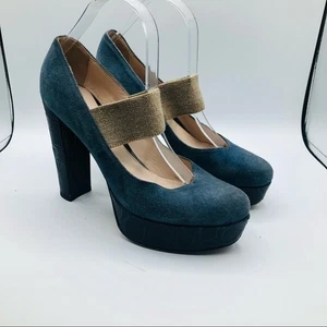 Charles David Womens Vero Cuoio Blue suede Platform Chunky Heels Size 10 - Picture 1 of 11