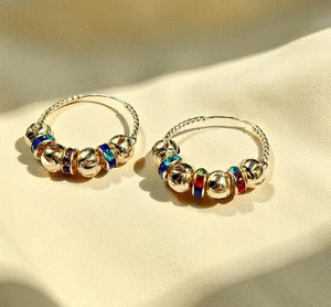 Orecchini in Ottone dorato Cerchi con zirconi color Anallergici Nickel Free - Imagen 1 de 5