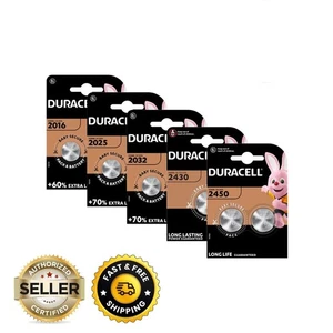 Duracell Battery CR2032 2025 Coin 2016 2430 2450 3V Cell BR DL Lithium Batteries - Picture 1 of 24