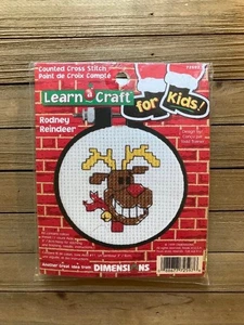 Vintage Rodney Reindeer Learn a Craft for Kids Counted Cross Stitch Kit - Picture 1 of 3