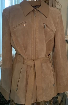 Georgiou Studios Tostado 100% Cuero y Gamuza Chaqueta Boho Retro Abrigo Mujer’s Talla 12 Foto 1 de 4