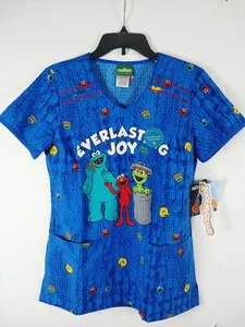 Sesame Street Tooniforms Scrub Top Everlasting Joy Cookie Monster Elmo Oscar XS. - Picture 1 of 9
