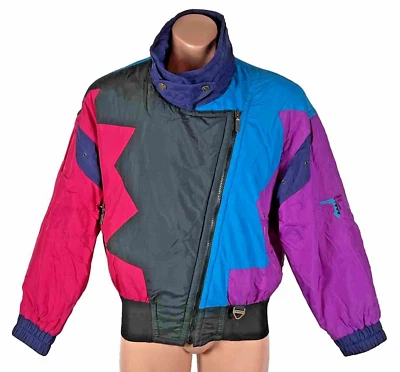 Винтажный 80-х 90-х TYROLLA на голову ретро молнии лыж снега куртка разноцветный Colorblock 12 - Изображение 1 из 4