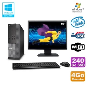 Pack PC Dell Optiplex 3020 SFF G3220 3GHz 4Go 240Go SSD DVD Wifi W7+Schirm 19 " - Bild 1 von 4