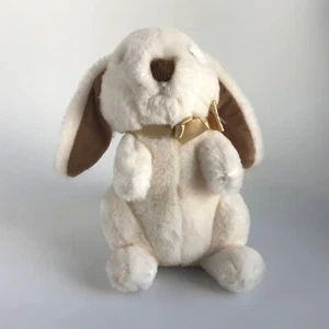 1986 Dakin - Rabbit - Bunny Plush 9" Cream with Gold Bow, Vintage Stuffed Animal - Picture 1 of 10