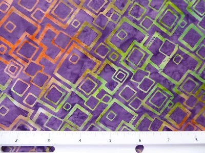 1.5YDS Blank Fabrics Sumantra Batik 8065-55 Purple Plum Orange Lime Quilt Cotton - Image 1 of 4