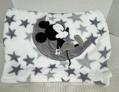 DISNEY BABY Mickey Mouse Blanco/Gris Celestial Vellón Guardería Manta Corderos e Hiedra Foto 1 de 4