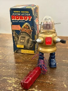 Piston Action Robot battery operated made in Japan 1950 with original box - Foto 1 di 10