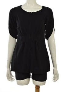 Moth Womens Sweater Size XS Black Textured Full Zip 3/4 Sleeve Casual Top - Picture 1 of 4