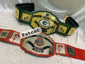 GREEN BAY PACKER & OHIO STATE BUCKEYE CHAMPIONSHIP BELT 2MM REAL LEATHER - Picture 1 of 4