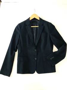 uniqlo Womens Pinstrip Navy Blue pin strip Blazer /Size petite L Coporate Wear - Picture 1 of 12