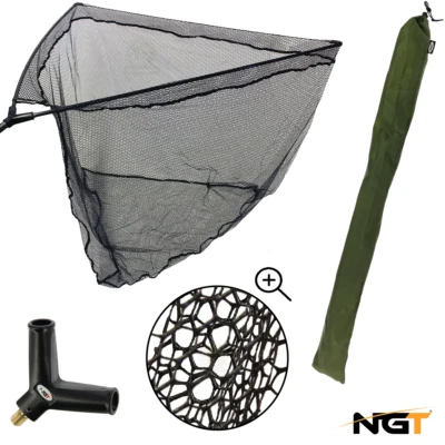 NGT 42" Inch Rubber Landing Net Carp Pike Fishing Rubberised Mesh Quick Dry Net - Image 1 of 4
