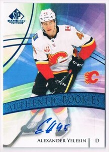 2020-21 SP GAME USED AUTHENTIC ROOKIES BLUE ALEXANDER YELESIN AUTO CALGARY