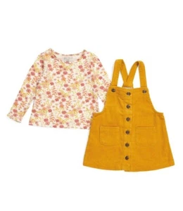 Max Studio 2 piece Fall Dress Outfit Corduroy Jumper Floral Top Girls 18 mo Baby - Picture 1 of 4