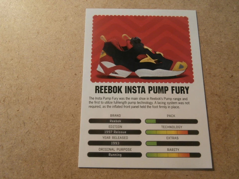 SNEAKERS REEBOK INSTA PUMP FURY, TRADING "ROOKIE" CARD, COLLECTOR (JT29) - Photo 1/1
