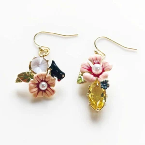 Nuevo Pendiente Gota Flor Vidrio Tono Dorado Regalo Moda Mujeres Fiesta Vacaciones Joyería - Imagen 1 de 4