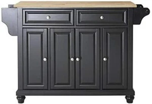 Crosley Furniture KF30001EGY Natural Wood Top Kitchen Cart & Island Vintage Gray - Picture 1 of 7