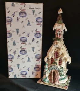 Blue Sky VILLAGE CHURCH 13.5" Heather Goldminc Candle House Christmas - Picture 1 of 9