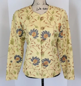 Giacca vintage Orvis donna taglia 6 ricamata floreale Cottagecore 100% lana boho - Foto 1 di 15