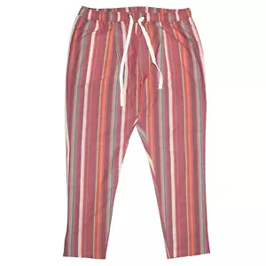 Mens Joggers Drawstring Pants Pink Orange Striped Harem Casual Beach Chinos XL - Picture 1 of 6