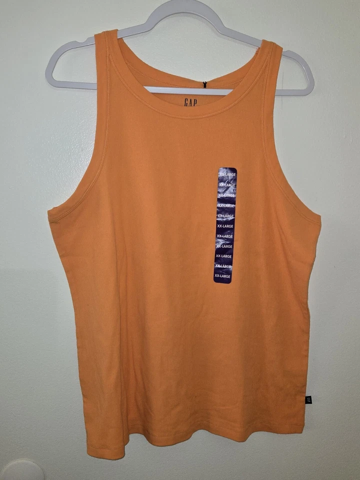 GAP Ribbed Tank Top Sleeveless Casual Everyday Layering Tangerine XXL