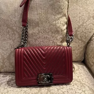 Chanel Small Red Sparkle Boy Bag - Picture 1 of 5