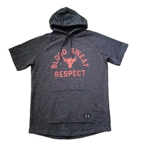 Under Armour x Project Rock Hoodie Men XL Gray Blood Sweat Respect Short Sleeve - Picture 1 of 15