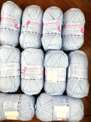 Fio de tricô duplo Mary Maxim Baby macio AZUL 10 novelos 50 gramas cada LOTE 89 NOVO - Imagem 1 de 4