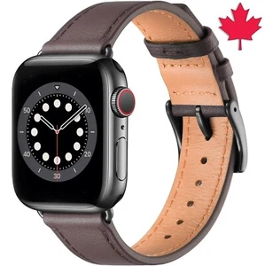 Pour Apple Watch Series 9 Ultra 8 7 SE 6 5 4 3 2 1 Bracelet Cuir Véritable - Photo 1 sur 9