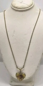 Vintage 1928 Jewelry Company Heart Pink Flower Cameo Necklace Gold Tone 18" - Picture 1 of 5