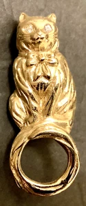 EYE GLASS Holder Brooch Vintage KITTEN w/Jeweled Eyes free ship - Picture 1 of 4