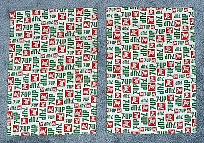 RARE 7 UP Soda Pop Advertising Vintage Curtains 1966-1975 30" x 21" each - Image 1 of 4