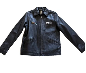 NASCAR Women’s Leather Full Zip Jacket Sz Small Grunge Biker E Girl Vtg Fall - Picture 1 of 5