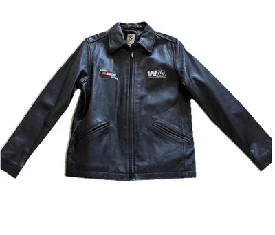 NASCAR Women’s Leather Full Zip Jacket Sz Small Grunge Biker E Girl Vtg Fall - Image 1 of 4