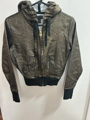 True Religion Women’s Black/Gold Bomber Jacket Size XS - Image 1 of 4