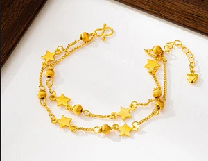 Stern 22K 23K 24K Thai Baht Gelbgold plattiert Armband Schmuck 6,6" - Bild 1 von 5