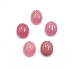 Natürlicher rosa Chalzedon oval Cabochon lose Edelstein Posten 5 Stck. 9*11 mm 21 Karat - Bild 1 von 4